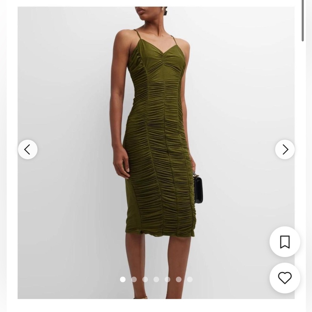 Jason Wu Olive Green Ruched Midi Dress